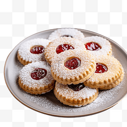 盘子上美味的图片_自制传统圣诞林茨脆饼饼干，盘子