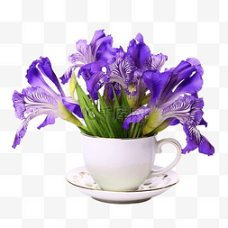 杯子里的花紫色鸢尾花