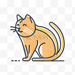 一只躺在地上的猫的橙色图标 向
