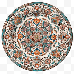 陶瓷板图片_乌兹别克斯坦白色背景上带有花卉
