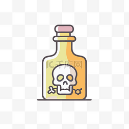空瓶子里有骨头的头骨 向量
