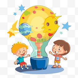 行星-海王星图片_谷歌剪贴画两个孩子站在一个带有