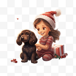 小孩子和宠物图片_圣诞魔法童话
