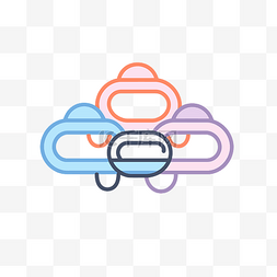 一组彩色云的线条设计 向量