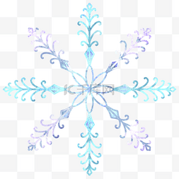 冬天圣诞蓝色雪花冰晶花纹