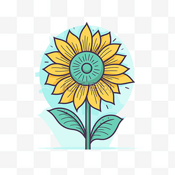 卡通向日葵，使一朵黄色的花 向