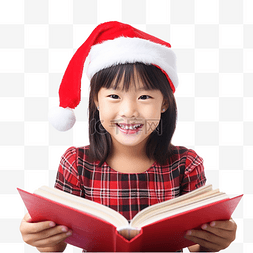 在学习的小女孩图片_可爱的亚洲小女孩在圣诞节庆祝活