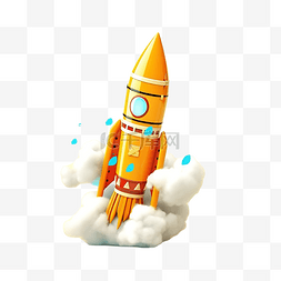 创新是发展图片_玩具火箭在黄色背景上喷出烟雾，