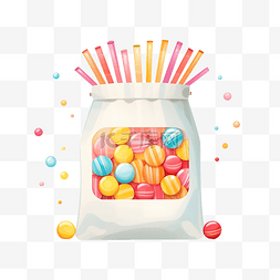 糖果冰激凌巧克力图片_简约风格的糖果袋插画