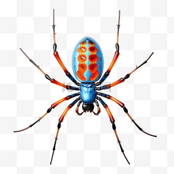 橙色纹图片_蓝色蜘蛛与橙色标记绘图