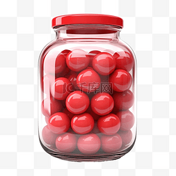 红色罐子3d元素插画