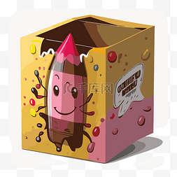 彩色盒子卡通图片_彩色盒子，里面有一支粉红色铅笔