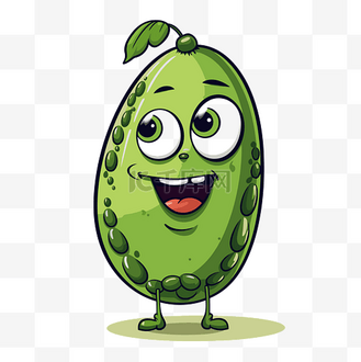 豆剪贴画卡通豌豆卡通人物微笑绿色 向量