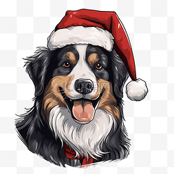 矢量手绘宠物狗图片_手绘狗肖像与圣诞配件矢量