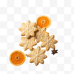 橙色橘子片图片_自制新鲜饼干冷杉树枝干片橙色饼