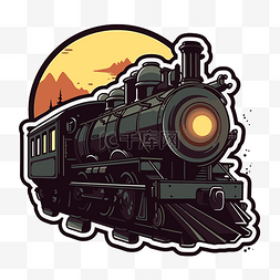 老式火车蒸汽机贴纸矢量剪贴画