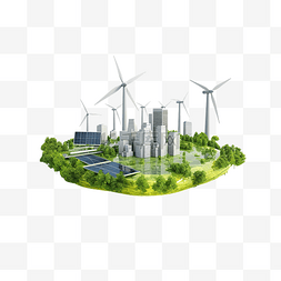 生态持续图片_3d 插图绿色技术可再生能源