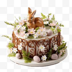 复活节蛋糕装饰柳枝和兔子