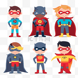 超级英雄剪贴画收集穿着各种服装
