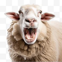 有趣的羊露出舌头