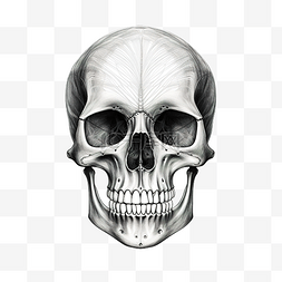 头骨与 x 射线插图以最小的风格