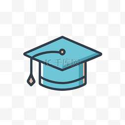 毕业帽icon图片_背景上的蓝色毕业帽图标 向量