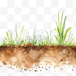 西北土壤图片_水彩草和土壤背景