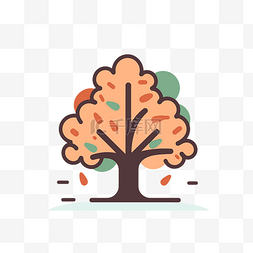 彩色的树树图片_平面风格的秋天树图标 向量