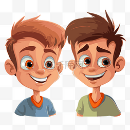 v眼镜图片_v 剪贴画卡通两个男孩在白色背景