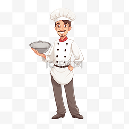 餐卡通厨师图片_厨师厨师卡通风格插画