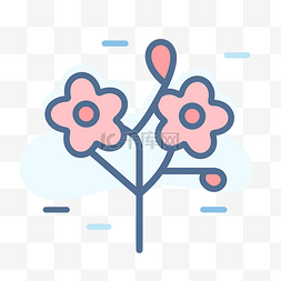樱花图标素材图片_粉色和白色的花朵线图标 向量