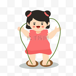 美女夏季图片_穿裙子跳绳的女孩