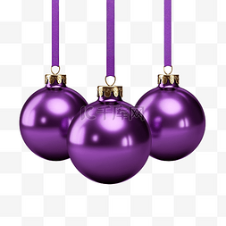 3d圣诞紫色球树装饰png
