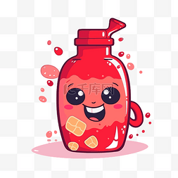 苏打剪贴画红色液体瓶装可爱卡通