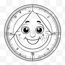线条指南针图片_带学龄前儿童脸的指南针着色页轮
