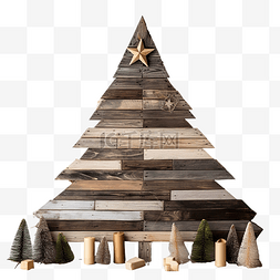 回收典图片_用木板DIY圣诞树作为户外家居装饰