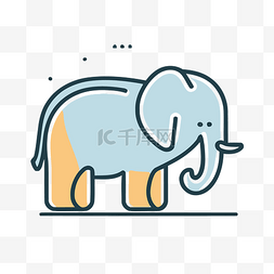 具有简单线条和形状的大象图标 