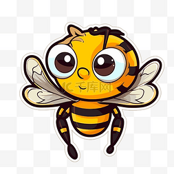 可爱的蜜蜂贴纸矢量插图剪贴画