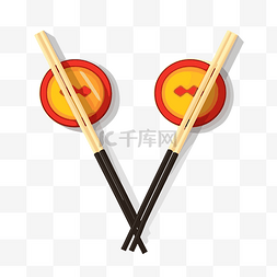 筷子剪贴画 亚洲筷子与黄色板矢