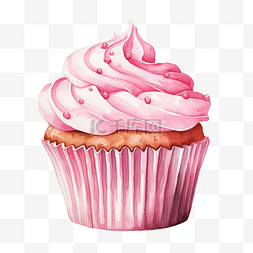 粉红色蛋糕水彩画
