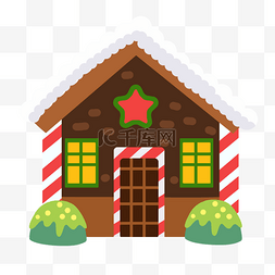 下雪房子卡通图片_下雪可爱圣诞节小木屋
