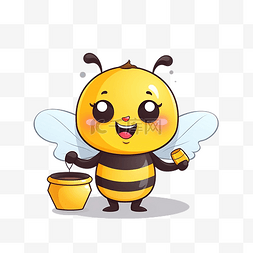 昆虫卡通插画图片_卡通可爱蜜蜂携带蜜罐送货快乐蜜