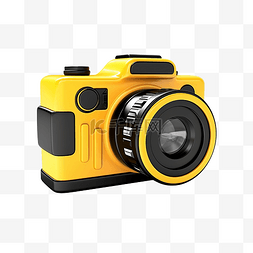 相机白色图片_3d 黄色黑色卡通相机插图