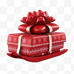 礼物包降落伞图片_红色圣诞雪橇，白色礼品盒