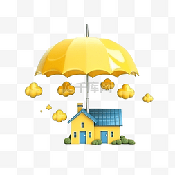 雨水背景图片_3d 房子与伞云滴雨水