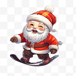圣诞老人滑雪图片_一张笑脸圣诞老人在圣诞节系列中