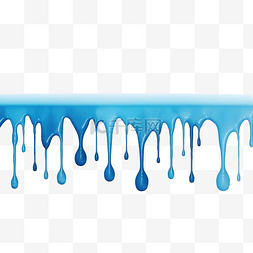 抽象液体图片_滴水蓝色水彩液体颜料水平无缝边