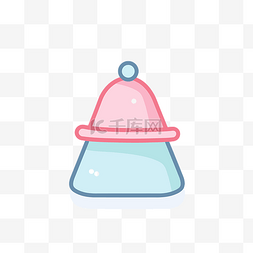 蓝色和粉色帽子图标设计 向量