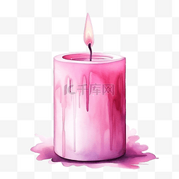水彩蜡烛粉红色
