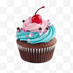 炭火烘烤图片_粉色和浅蓝色巧克力蛋糕，撒上糖